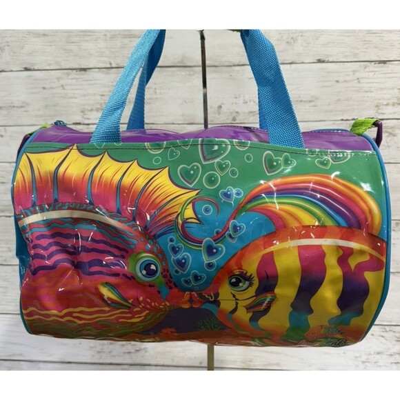 Lisa Frank Handbags - Vintage 1990s Lisa Frank Tropical Kissing Fish vinyl duffle bag RARE Rainbow